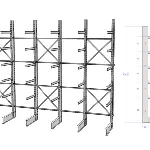 PAF6C1750 cantilever racking porte-à-faux 6 colonnes x5 bras promotion liquidation Pedlex clearance discount